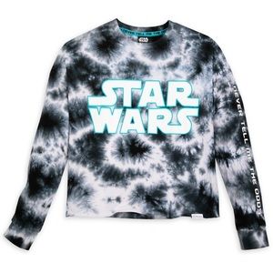 Star Wars Logo Cloud Wash Long Sleeve Cropped Pullover by Her Universe Large